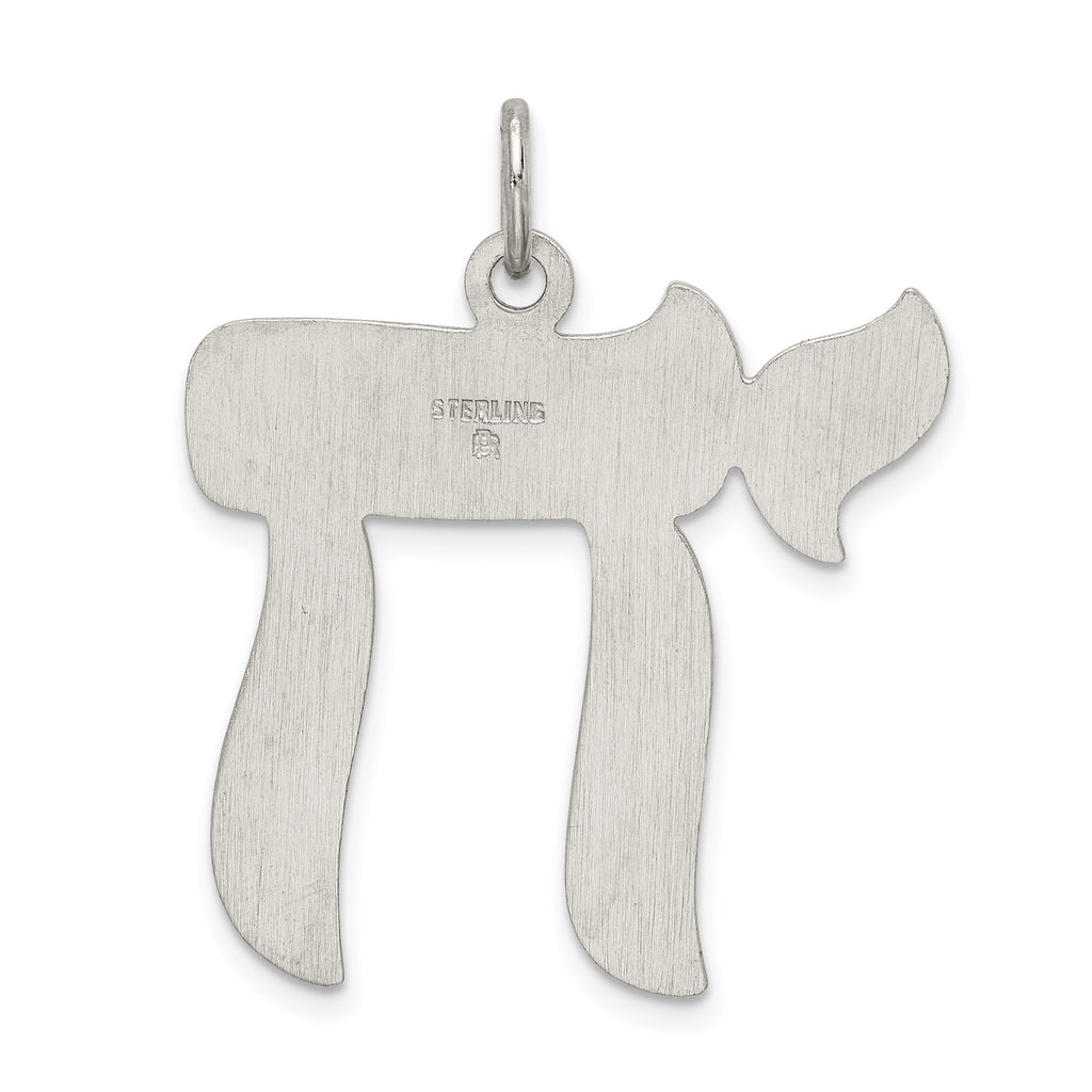 Sterling Silver 925 Chai Pendant with Polished Palladium Finish