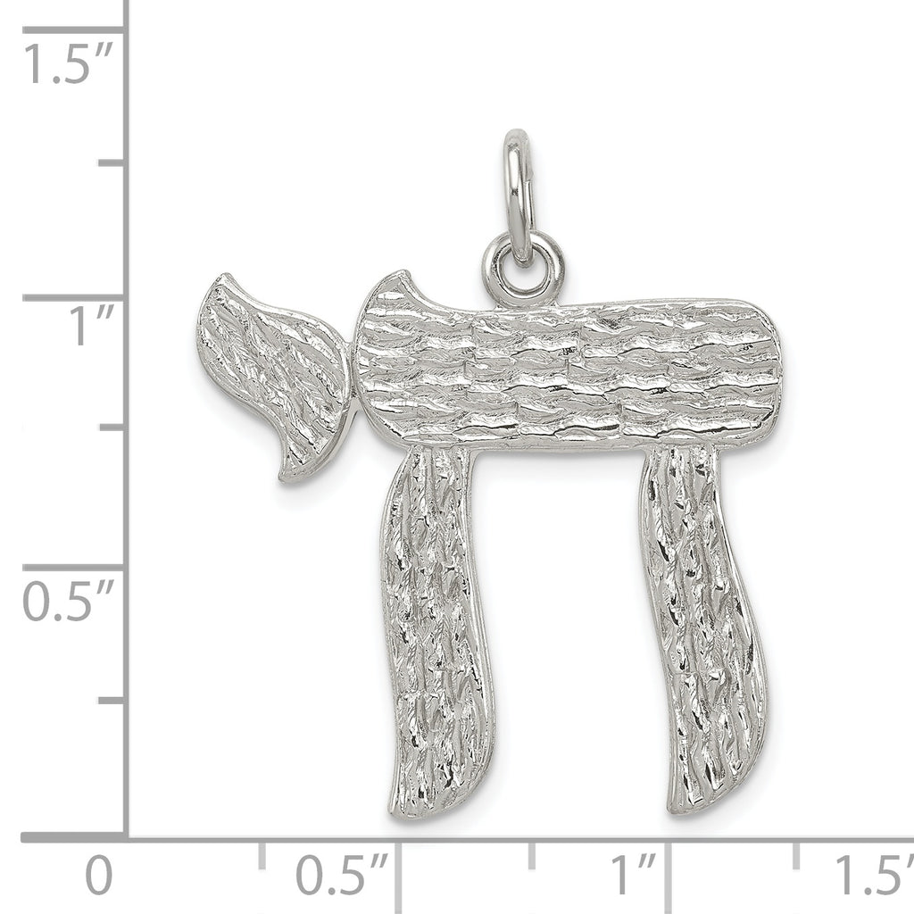 Sterling Silver 925 Chai Pendant with Polished Palladium Finish