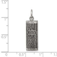Sterling Silver 925 Antiqued Mezuzah Pendant Vintage Inspired Charm