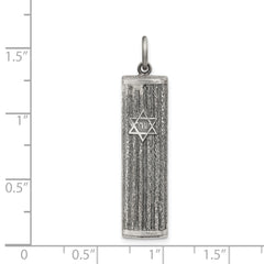 Sterling Silver 925 Antiqued Mezuzah Pendant Timeless Die Struck Design