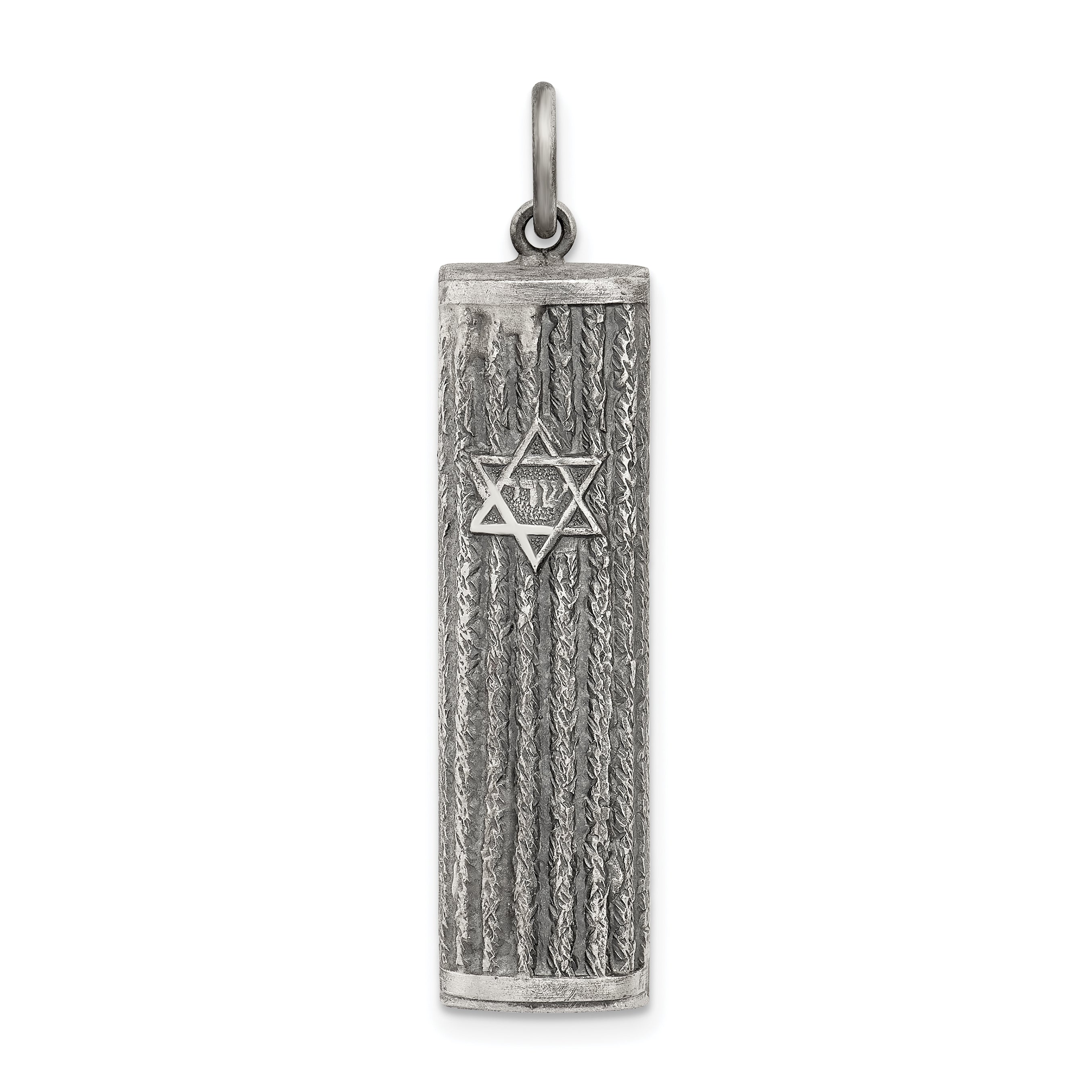 Sterling Silver Antiqued Mezuzah Pendant