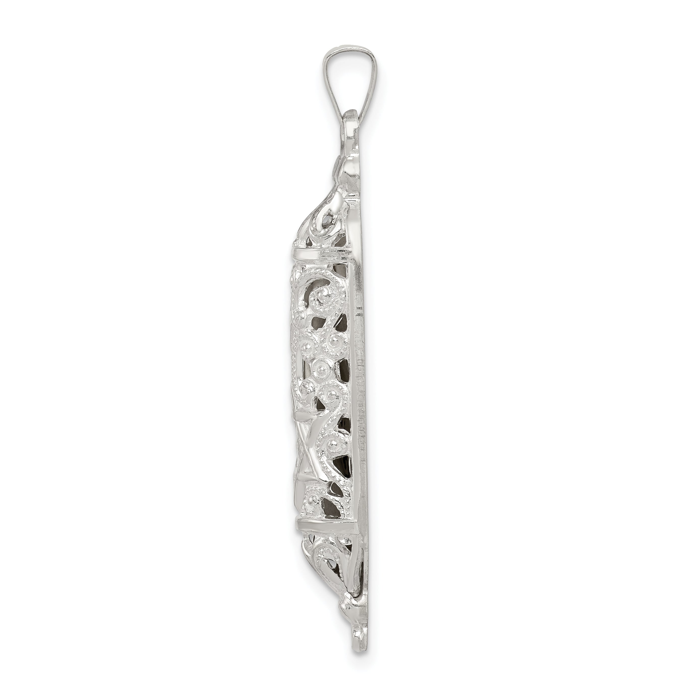 Sterling Silver 925 Mezuzah Pendant with Polished Palladium Finish