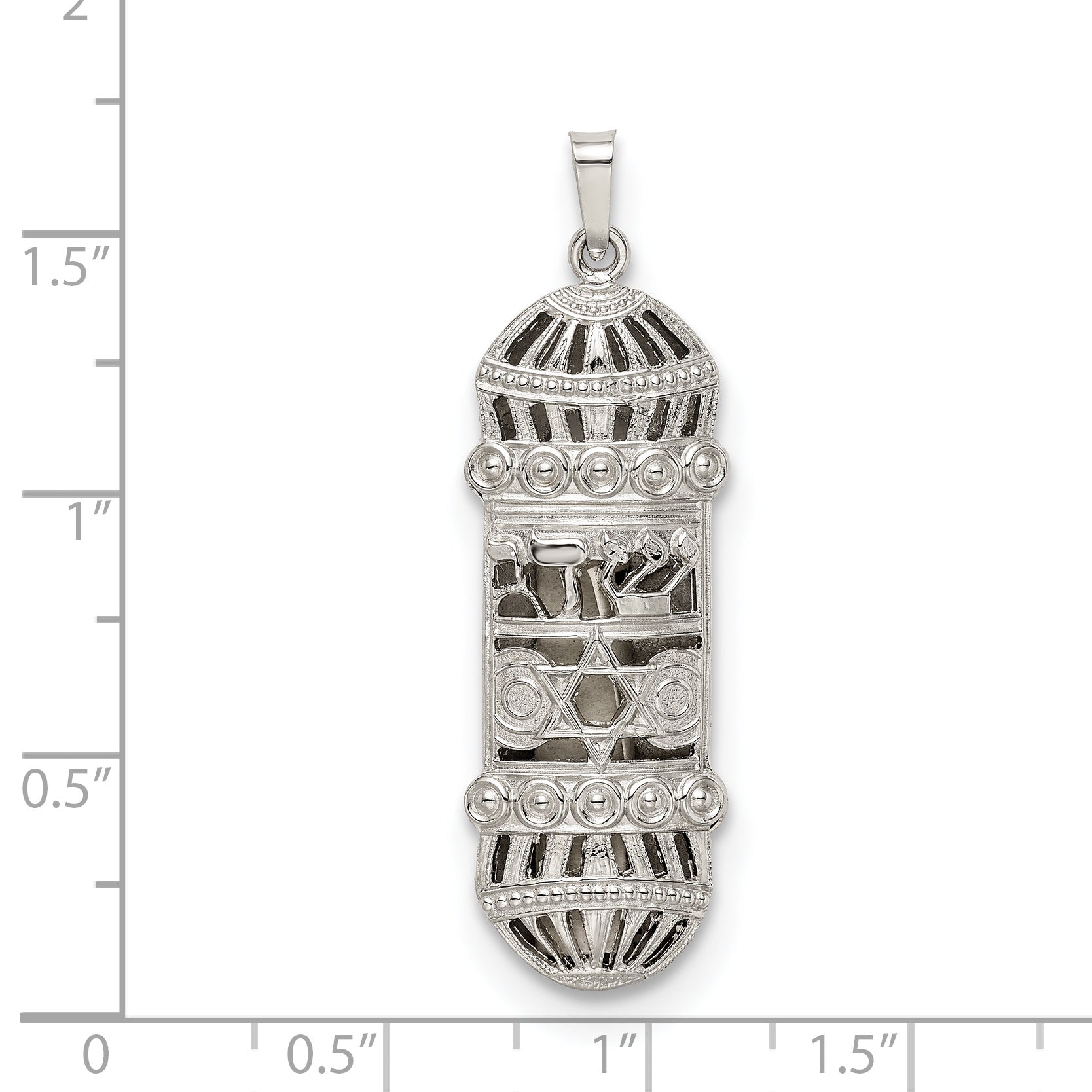 Sterling Silver 925 Mezuzah Pendant with Polished Palladium Finish
