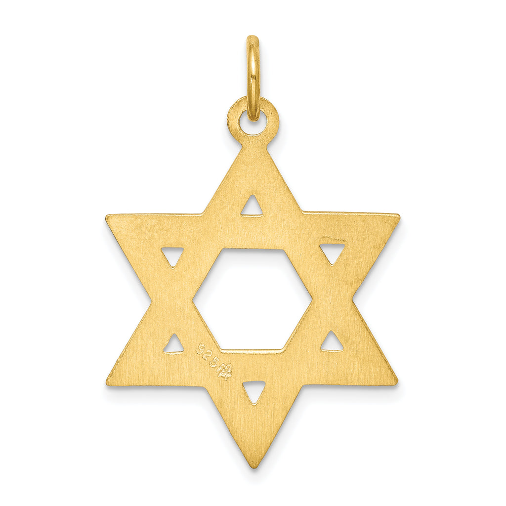 24k Gold-Plated Sterling Silver Star of David Pendant with Polished Finish