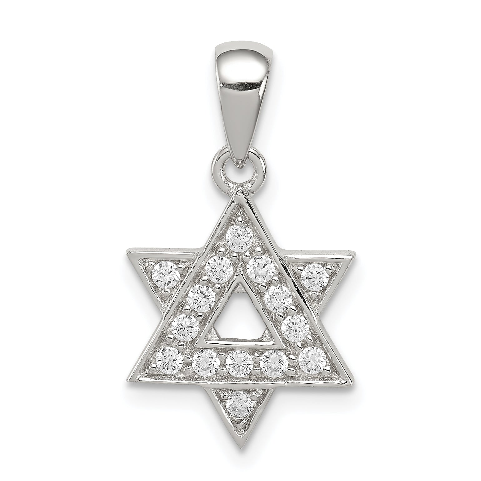 Sterling Silver Rhodium-plated CZ Star of David Pendant Main image