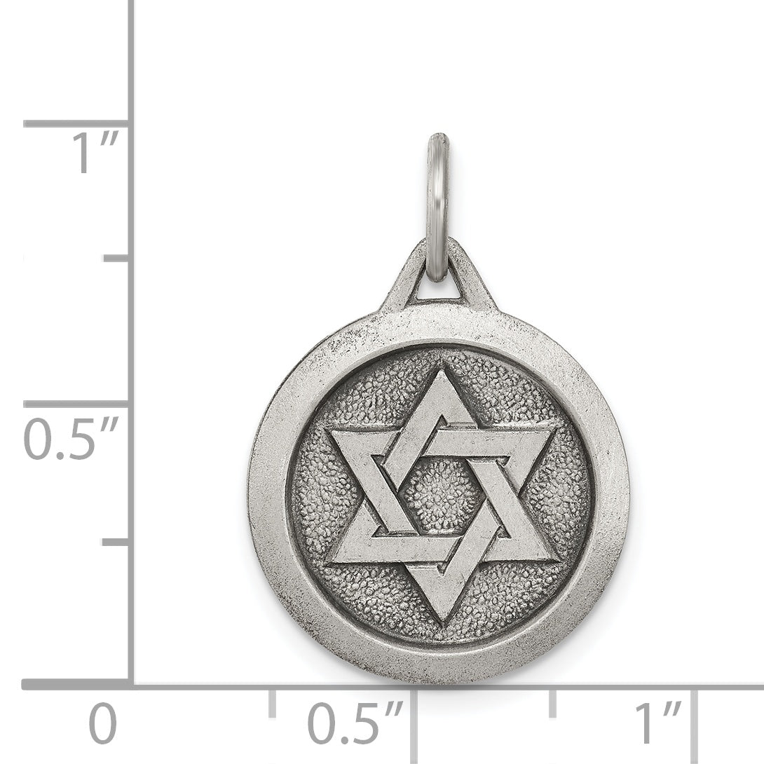 Sophia Jewelers Sterling Silver Star of David Pendant with Antiqued Finish