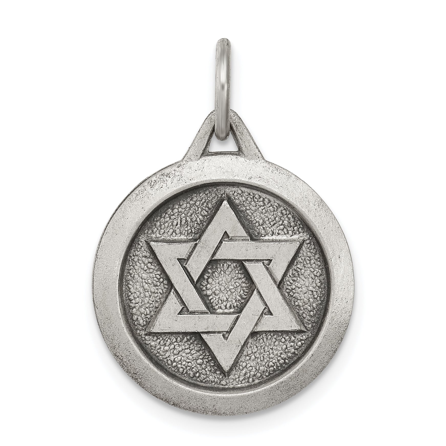 Sterling Silver Antiqued Star of David Medal Main image