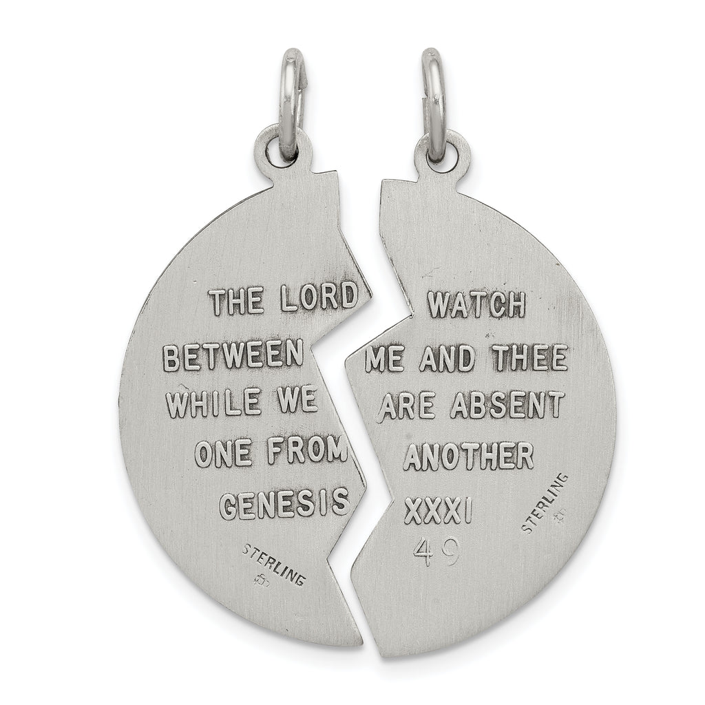 Antiqued 925 Sterling Silver Mizpah Charm Pendant Vintage Inspired