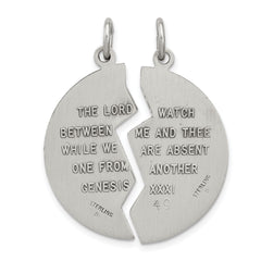 Antiqued 925 Sterling Silver Mizpah Charm Pendant Vintage Inspired
