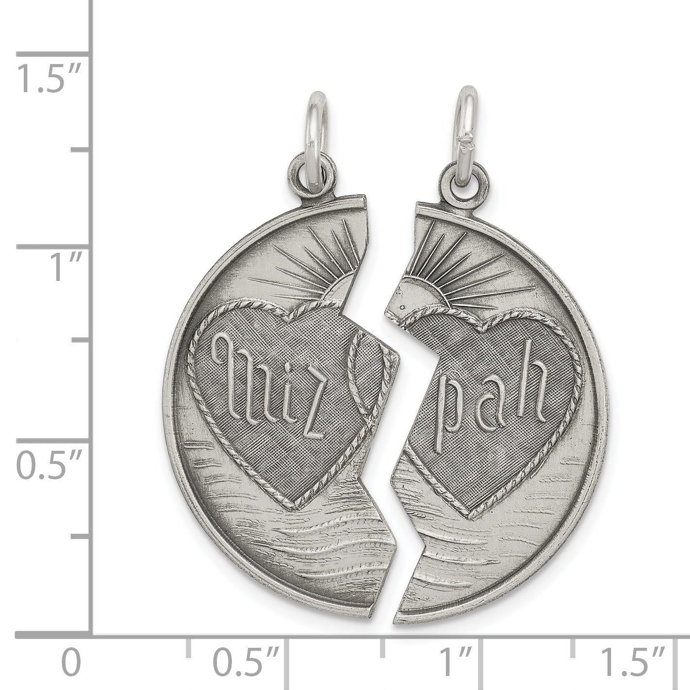 Antiqued 925 Sterling Silver Mizpah Charm Pendant Vintage Inspired