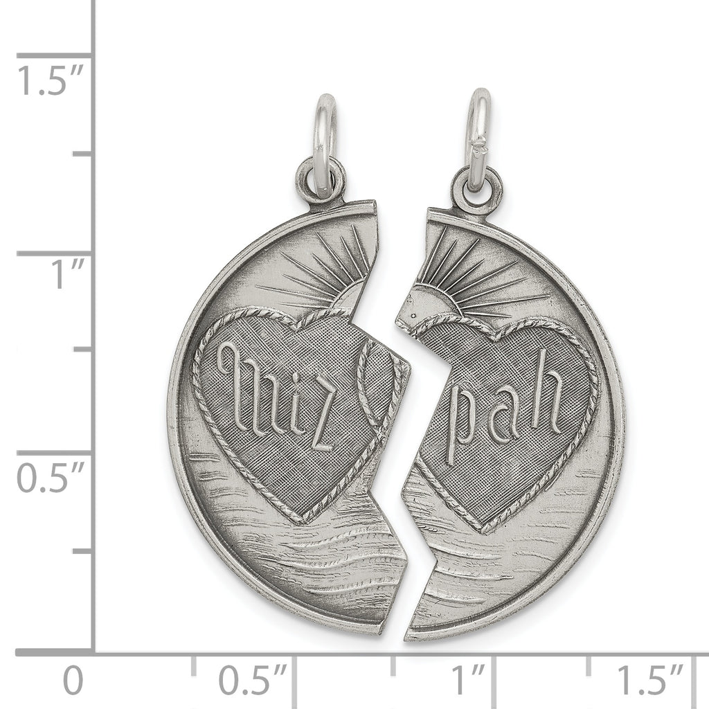 Antiqued 925 Sterling Silver Mizpah Charm Pendant Vintage Inspired