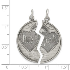 Antiqued 925 Sterling Silver Mizpah Charm Pendant Vintage Inspired