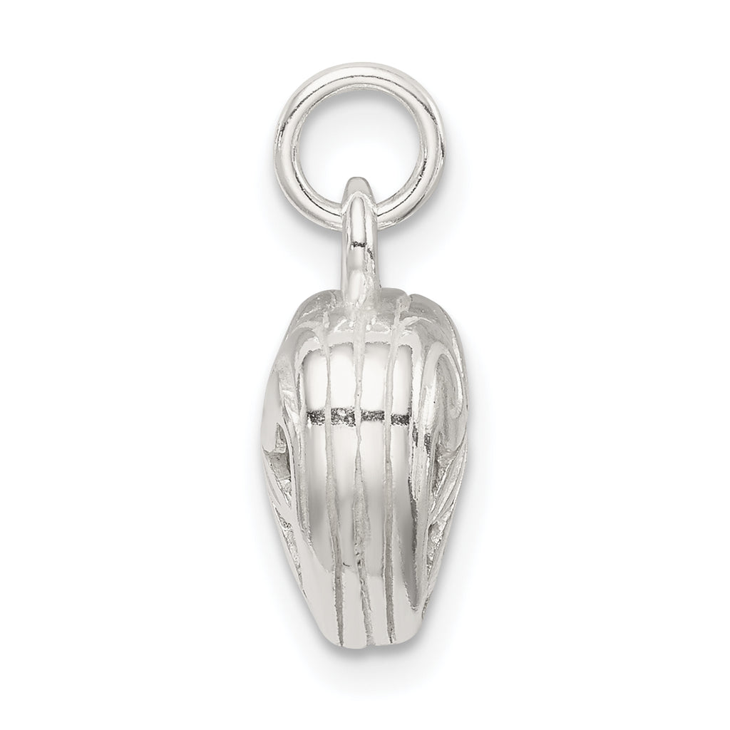 Sterling Silver 925 Heart Charm with Polished Anti-Tarnish Finish