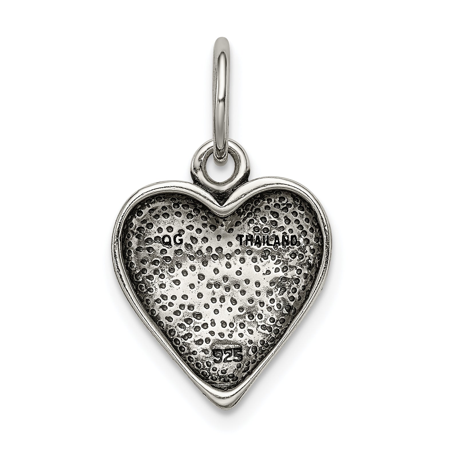 Sterling Silver 925 Heart Pendant with Polished Vintage Design