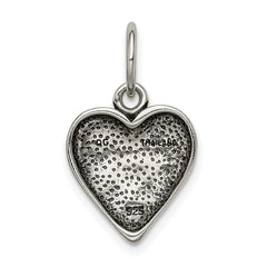 Sterling Silver 925 Heart Pendant with Polished Vintage Design