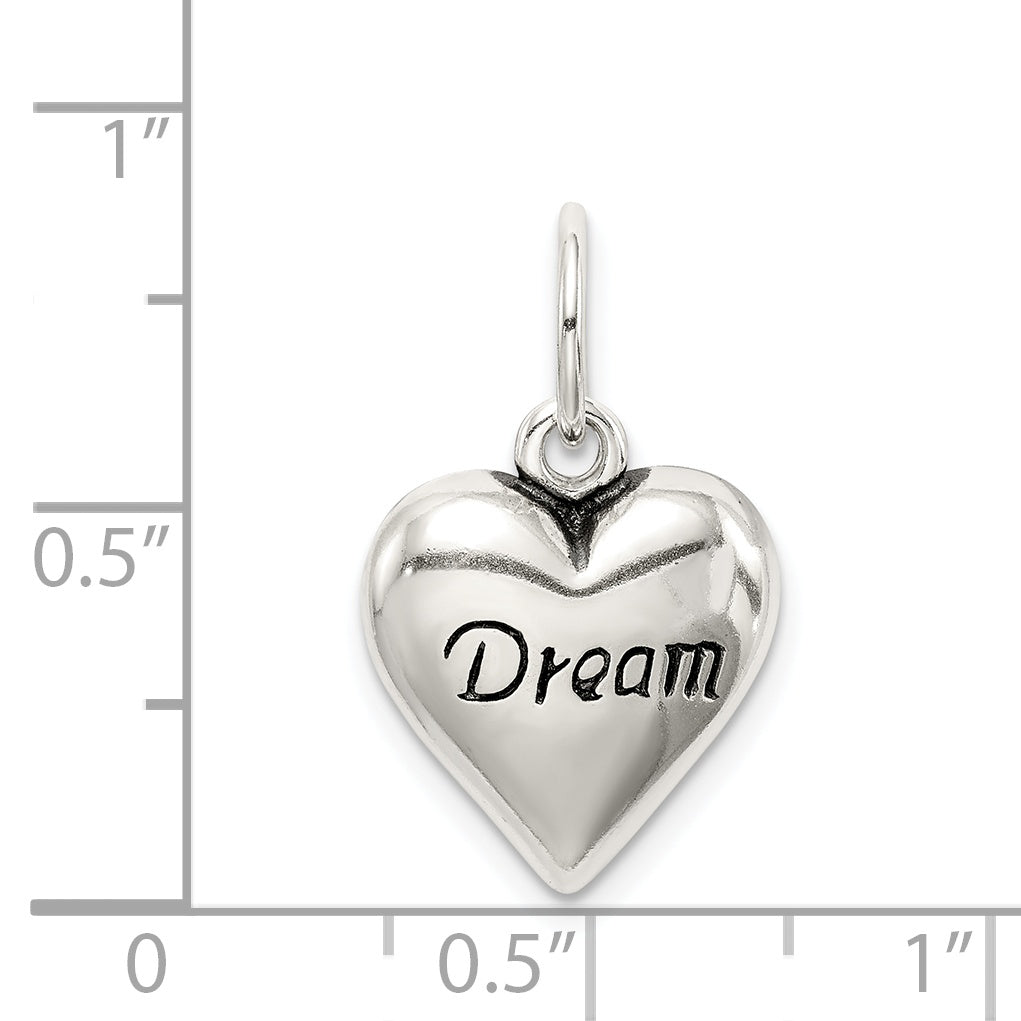 Sterling Silver 925 Heart Pendant with Polished Vintage Design