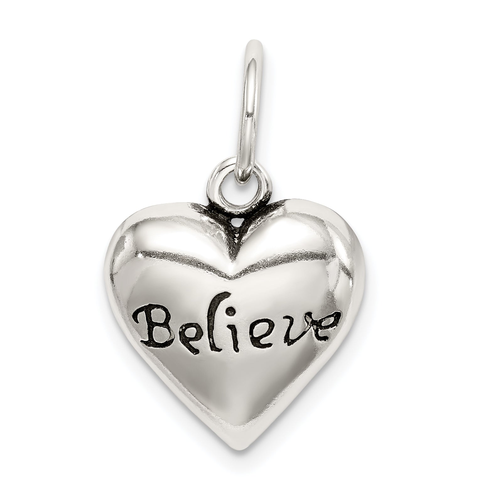 Sterling Silver Antiqued Believe Pendant Main image
