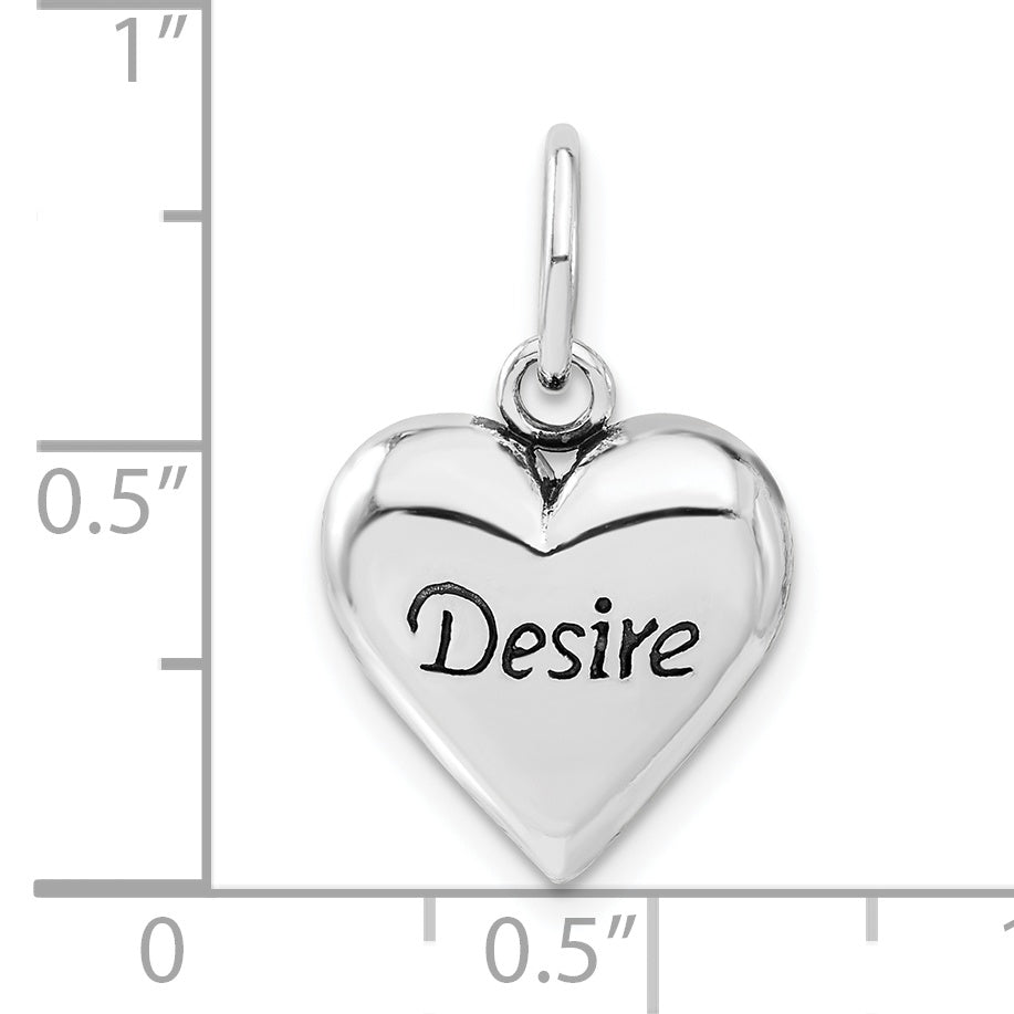 Sterling Silver 925 Heart Pendant with Polished Antiqued Finish