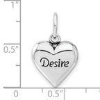 Sterling Silver 925 Heart Pendant with Polished Antiqued Finish
