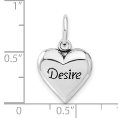 Sterling Silver 925 Heart Pendant with Polished Antiqued Finish
