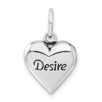 Sterling Silver Polished & Antiqued Desire Heart Pendant