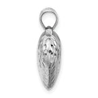 Sterling Silver 925 Polished Heart Pendant with Rhodium-Plated Finish