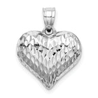 Sterling Silver 925 Polished Heart Pendant with Rhodium-Plated Finish