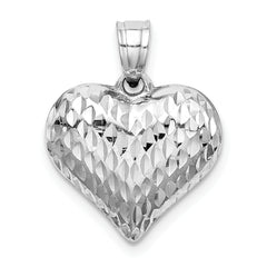 Sterling Silver 925 Polished Heart Pendant with Rhodium-Plated Finish
