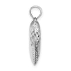 Sterling Silver Rhodium-Plated Heart Pendant with Polished Finish