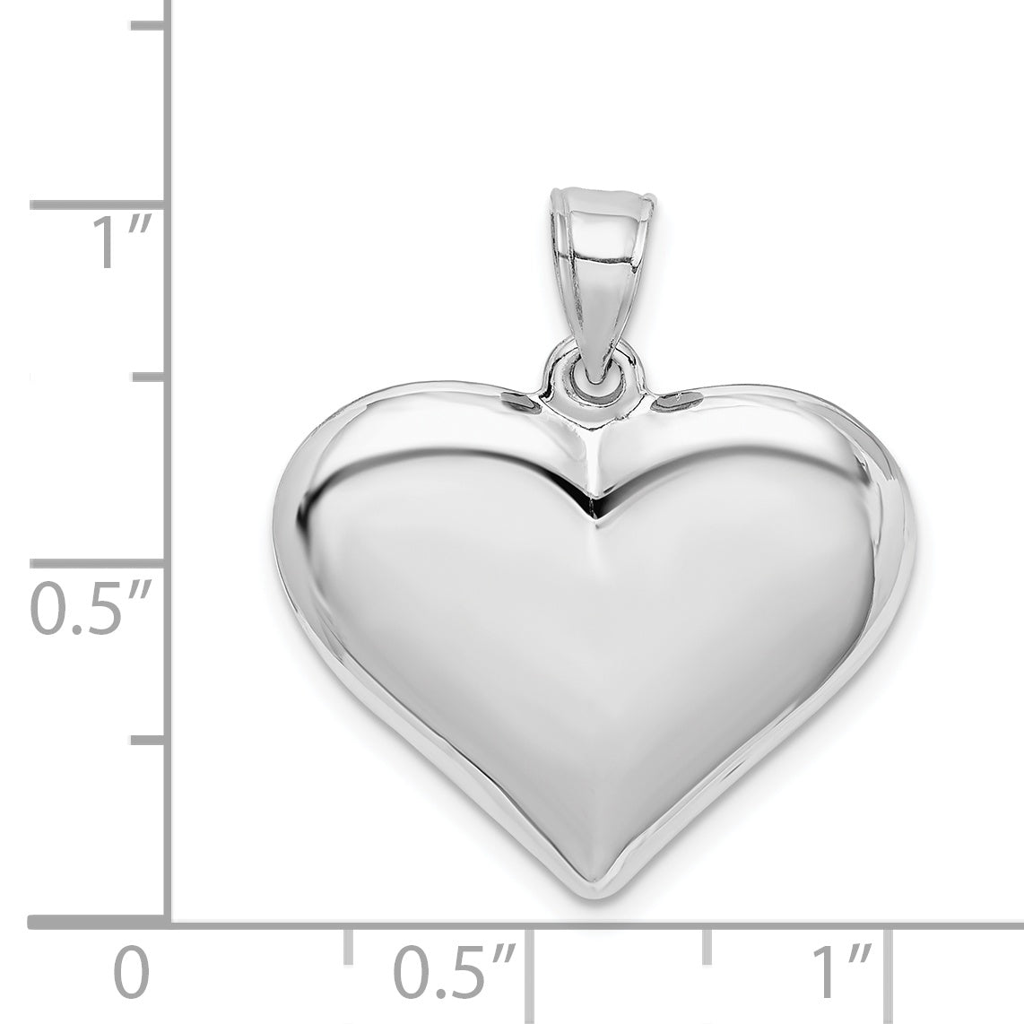 Sterling Silver Rhodium-plated Polished Puffed Heart Pendant