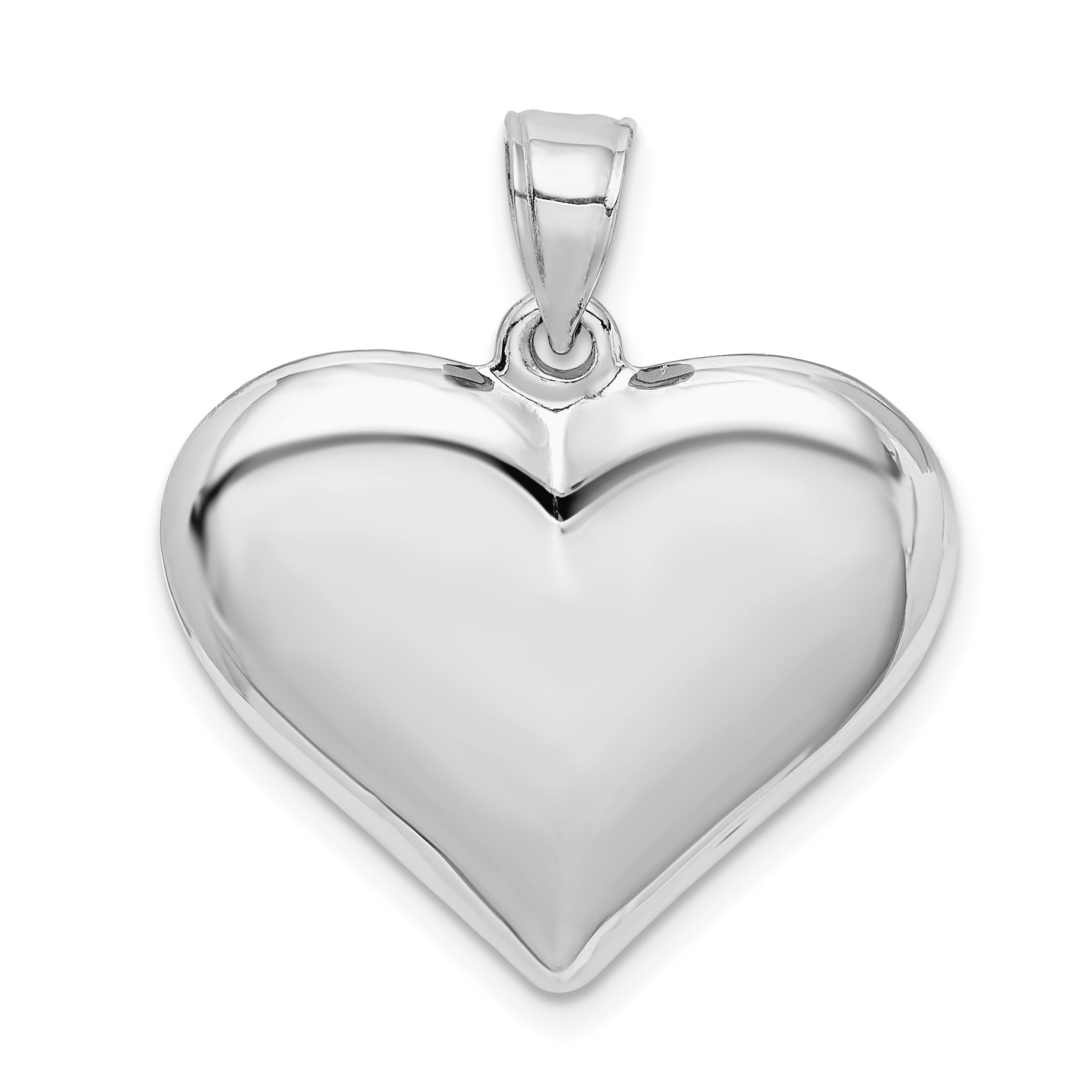 Sterling Silver Rhodium-plated Polished Puffed Heart Pendant