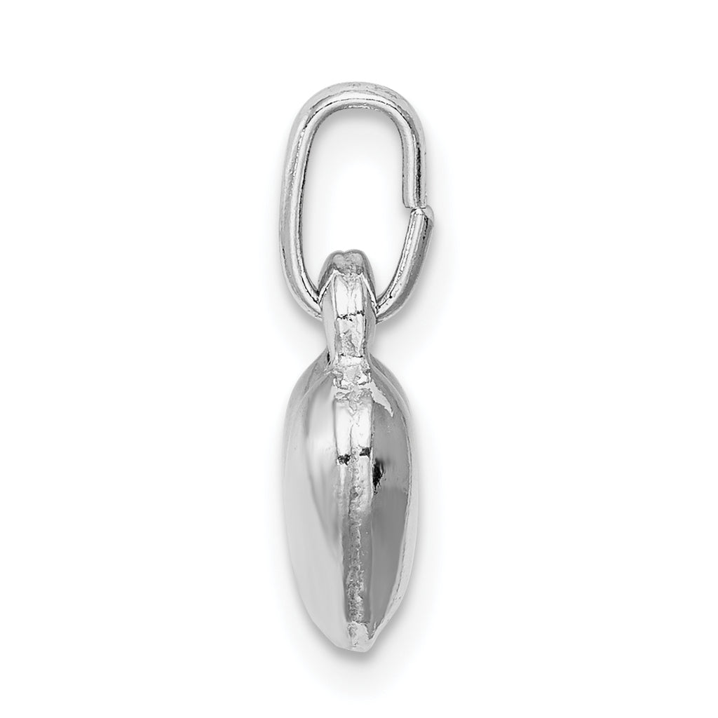 Sterling Silver 925 Heart Charm with Polished Rhodium Finish
