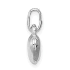 Sterling Silver 925 Heart Charm with Polished Rhodium Finish