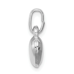 Sterling Silver 925 Heart Charm with Polished Rhodium Finish