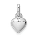 Sterling Silver 925 Heart Charm with Polished Rhodium Finish