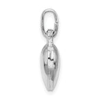 Sterling Silver 925 Puffed Heart Charm with Polished Rhodium Finish