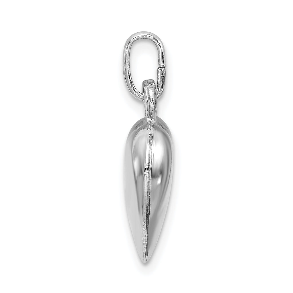 Sterling Silver 925 Puffed Heart Charm with Rhodium Finish Elegant Handcrafted Design