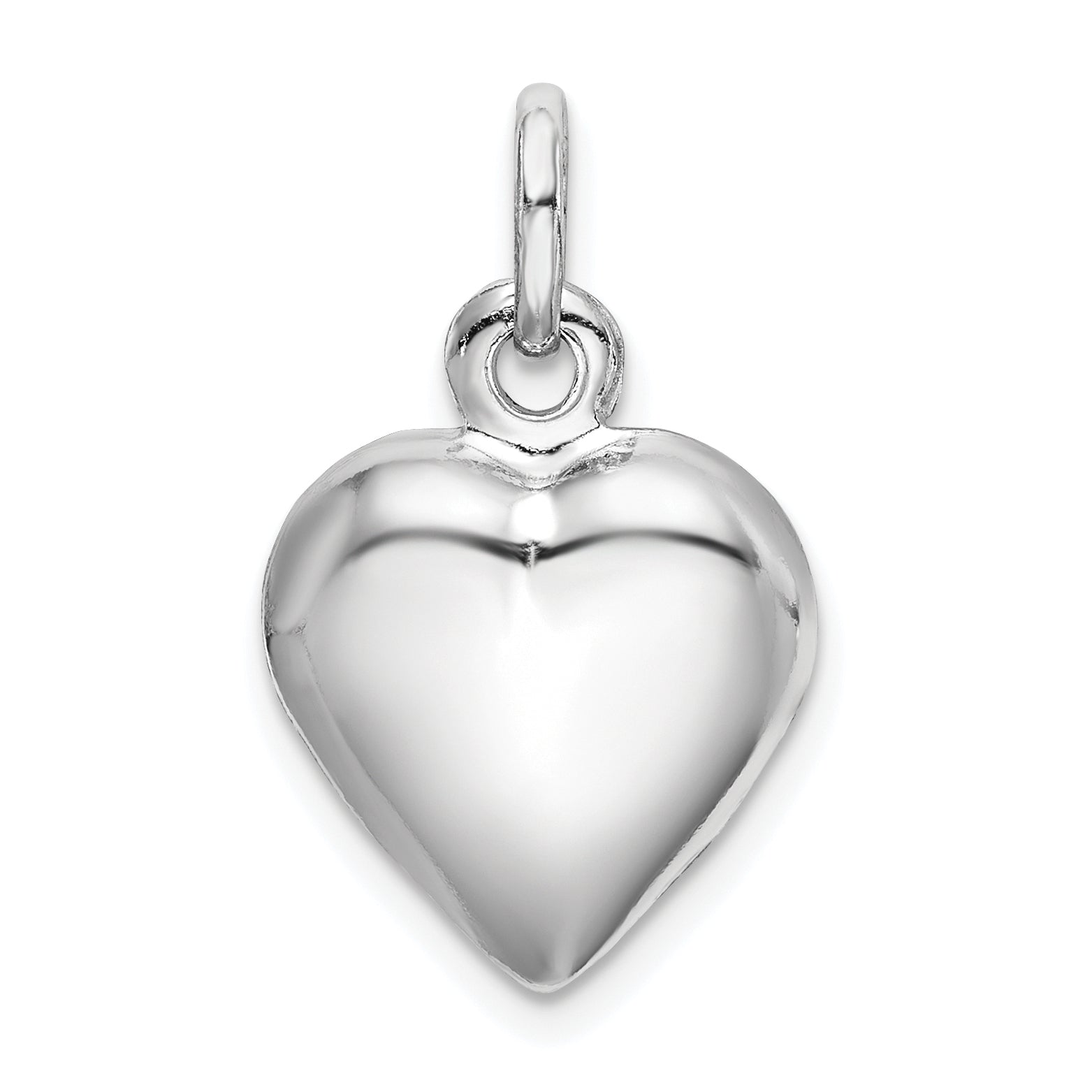 Sterling Silver Rhodium-plated Puffed Heart Charm Main image