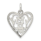 Sterling Silver Polished Heart Pendant with Anti-Tarnish Finish