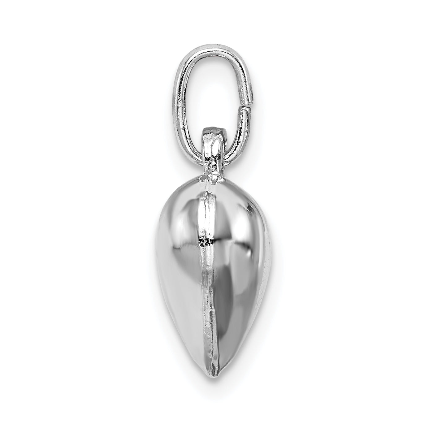 Sterling Silver Rhodium-plated Heart Charm with Polished Handmade Design