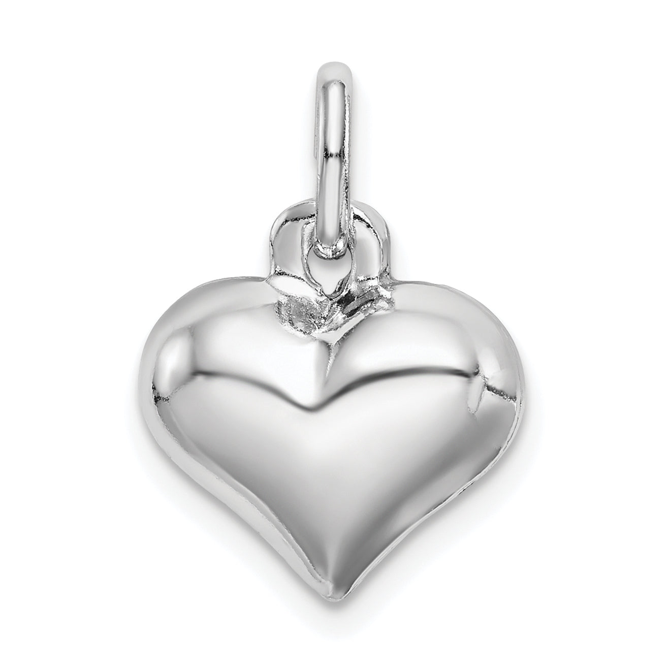 Sterling Silver Rhodium-plated Puffed Heart Charm