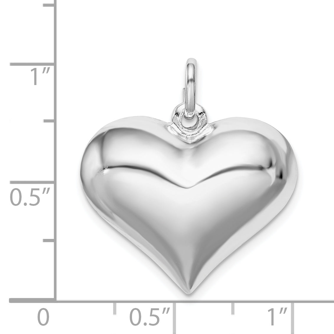 Sterling Silver 925 Heart Pendant with Rhodium Polished Handmade Charm