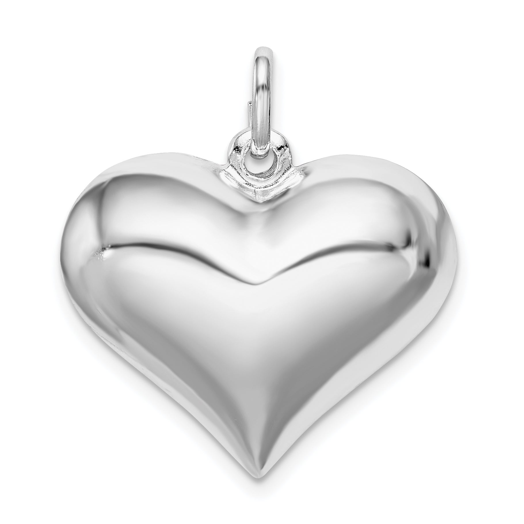 Sterling Silver Rhodium-plated Puffed Heart Pendant Main image