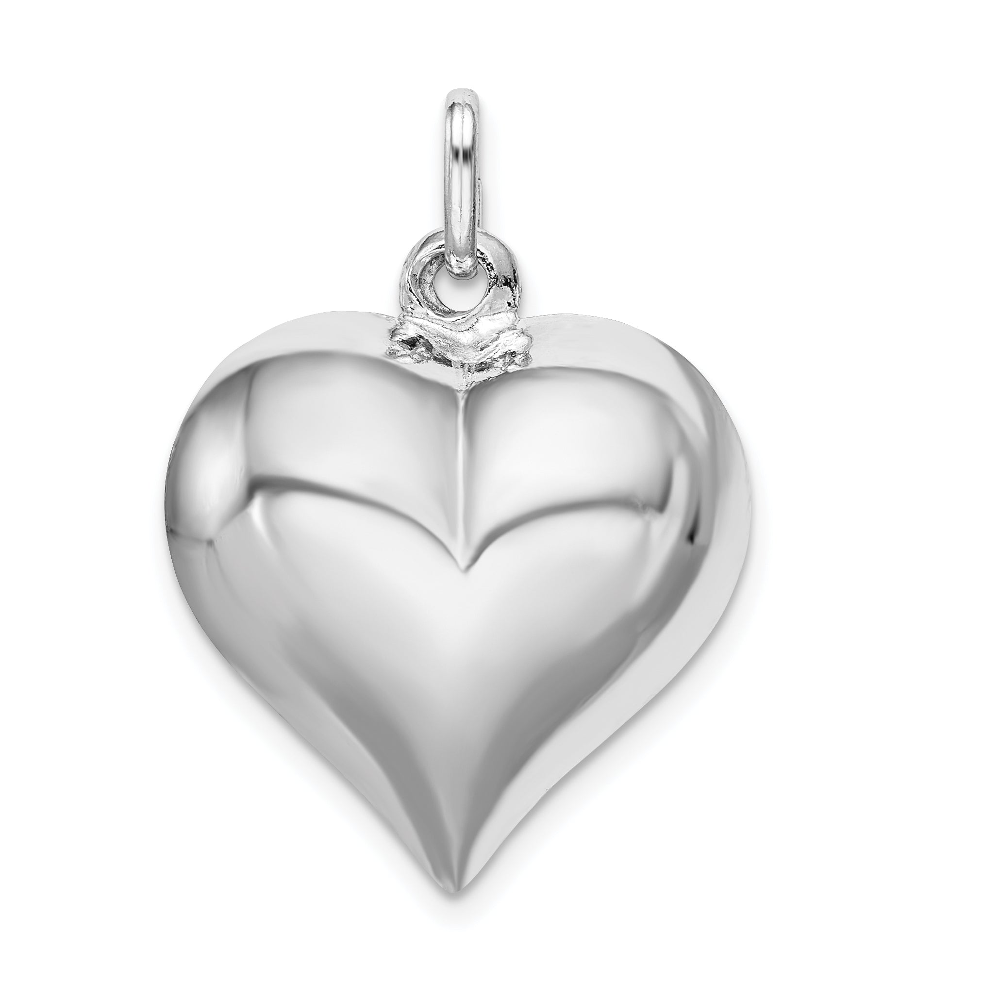Sterling Silver Rhodium-plated Puffed Heart Pendant Main image