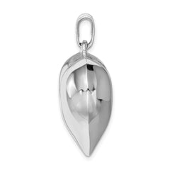 Sterling Silver 925 Puffed Heart Pendant Handcrafted with Rhodium Polish