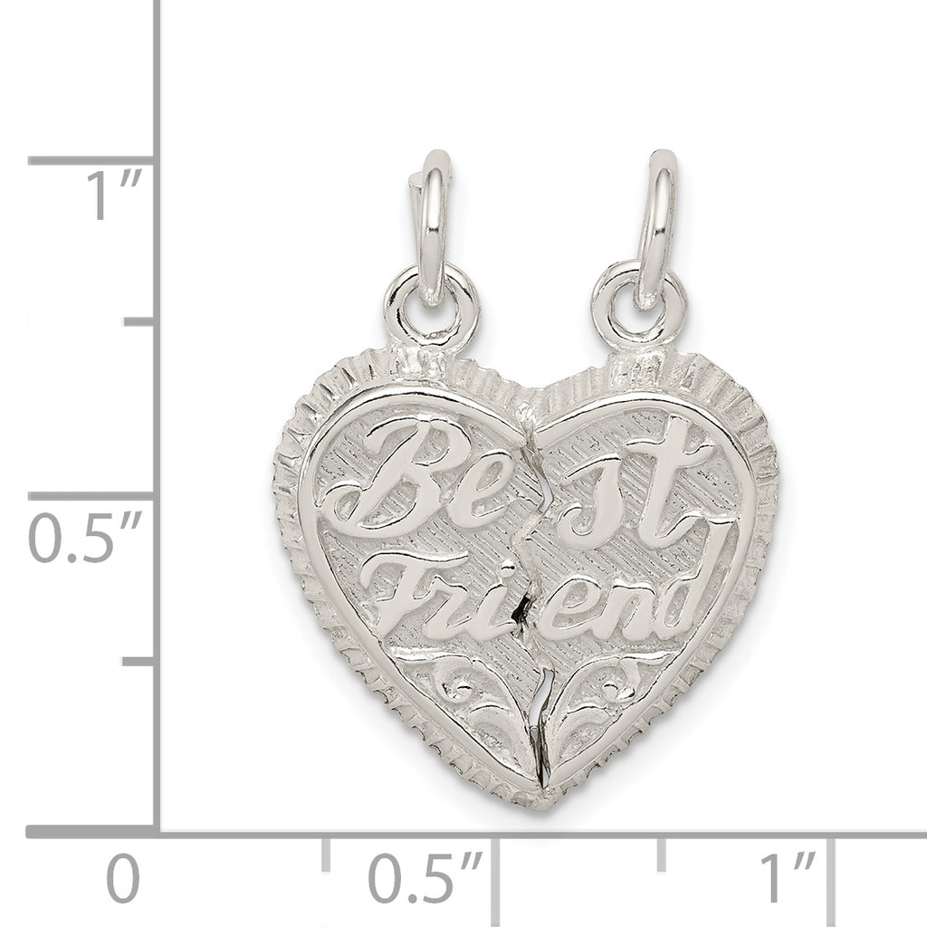 Sterling Silver 925 Best Friend Heart Charms Anti-Tarnish Polished Finish