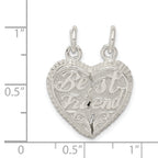 Sterling Silver 925 Best Friend Heart Charms Anti-Tarnish Polished Finish