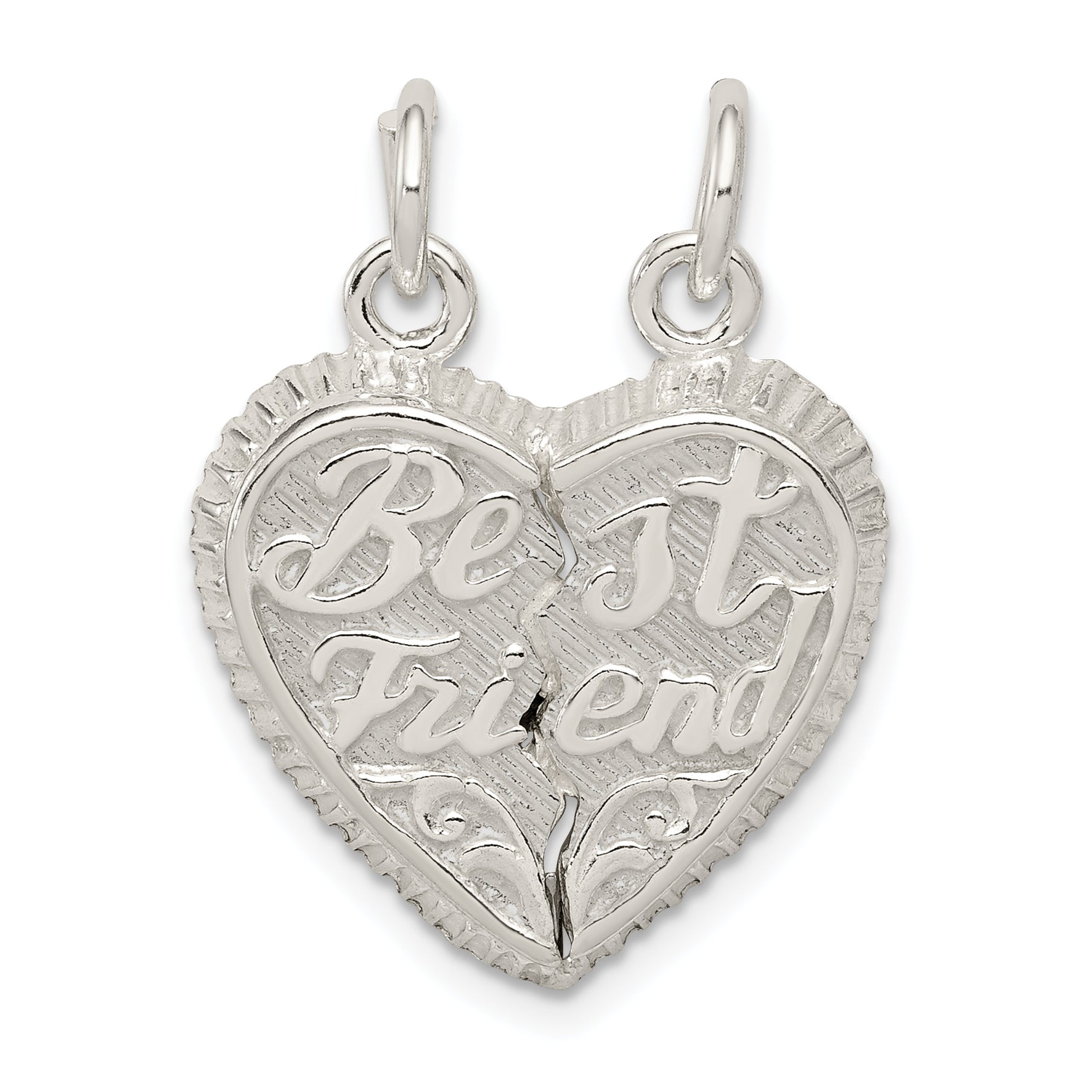 Sterling Silver Best Friend 2-piece Break apart Heart Charm Main image