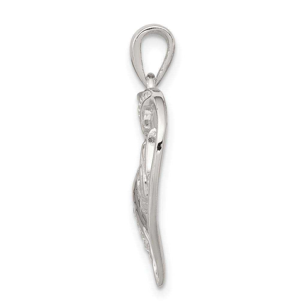 Sterling Silver 925 MOM Heart Pendant with CZ and Rhodium Polish