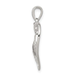 Sterling Silver 925 MOM Heart Pendant with CZ and Rhodium Polish
